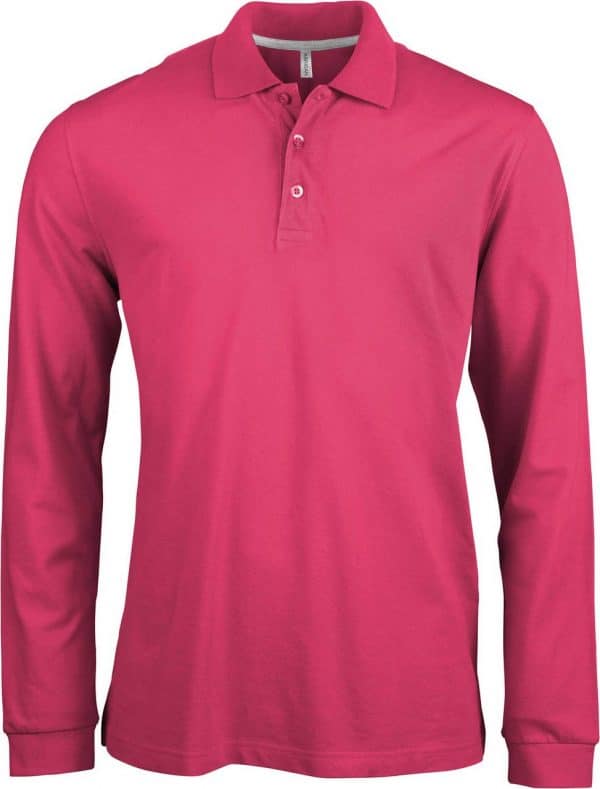 Fuchsia Kariban MEN'S LONG-SLEEVED POLO SHIRT Galléros pólók