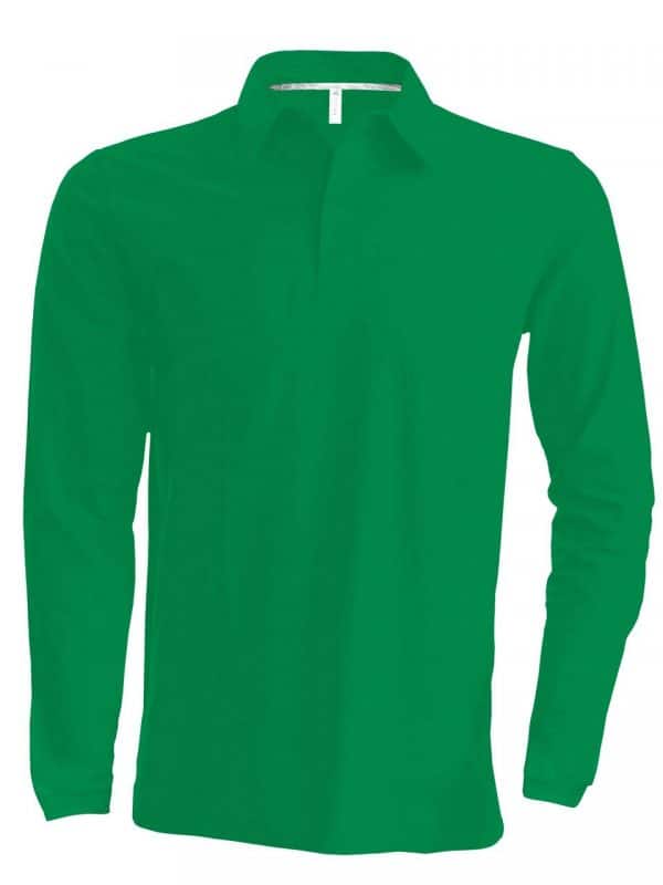 Kelly Green Kariban MEN'S LONG-SLEEVED POLO SHIRT Galléros pólók