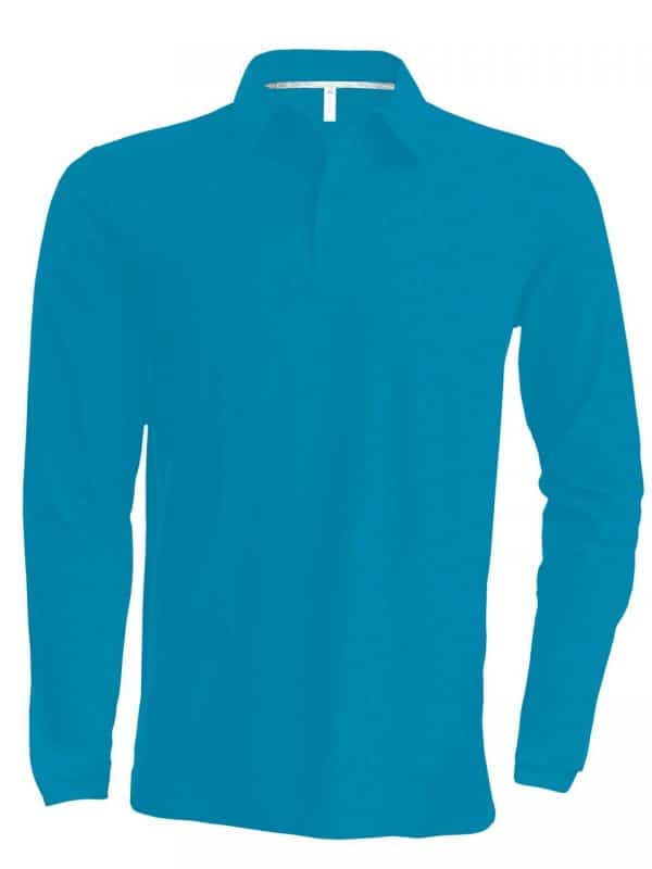 Tropical Blue Kariban MEN'S LONG-SLEEVED POLO SHIRT Galléros pólók