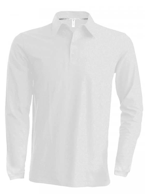 White Kariban MEN'S LONG-SLEEVED POLO SHIRT Galléros pólók