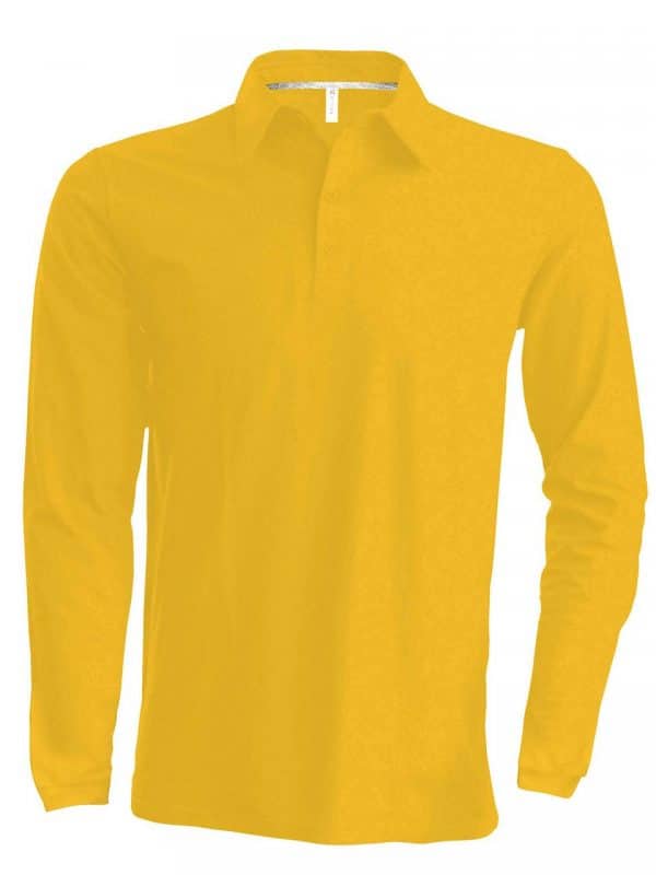 Yellow Kariban MEN'S LONG-SLEEVED POLO SHIRT Galléros pólók