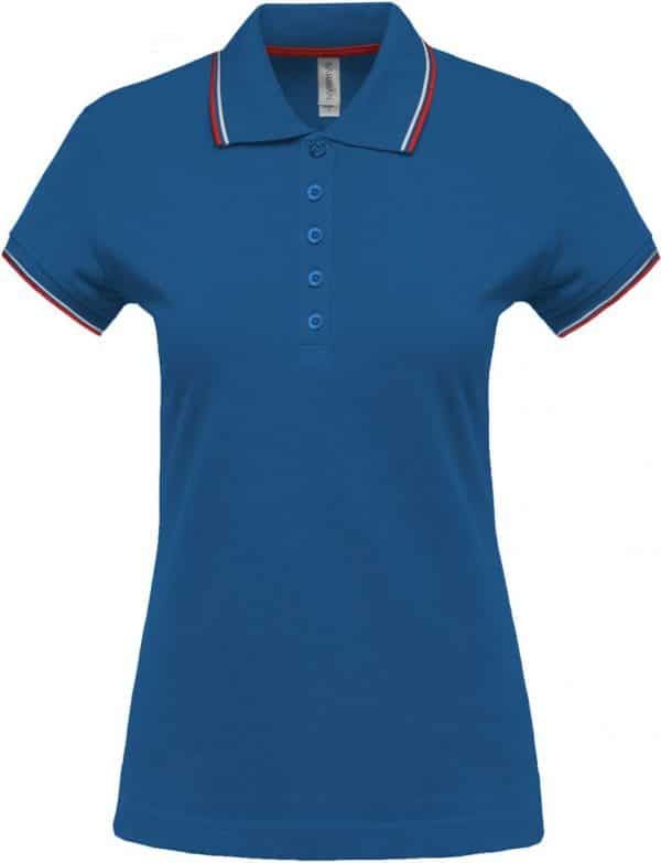 Light Royal Blue/Yellow/White Kariban LADIES' SHORT-SLEEVED POLO SHIRT Galléros pólók