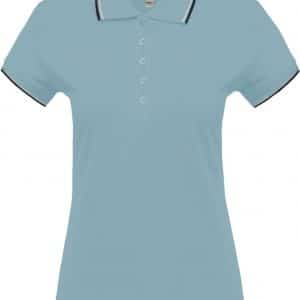 Sky Blue/Navy/White Kariban LADIES' SHORT-SLEEVED POLO SHIRT Galléros pólók