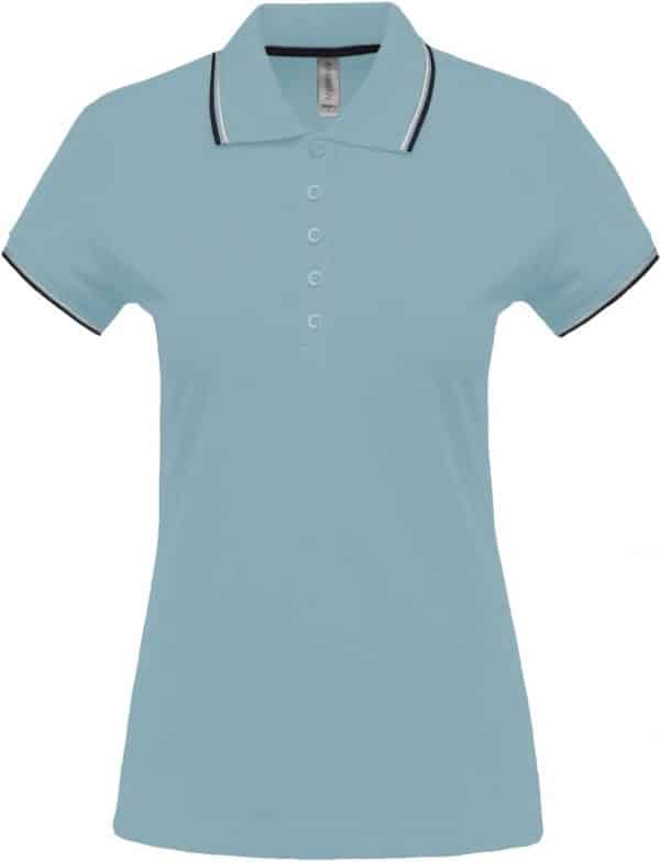 Sky Blue/Navy/White Kariban LADIES' SHORT-SLEEVED POLO SHIRT Galléros pólók