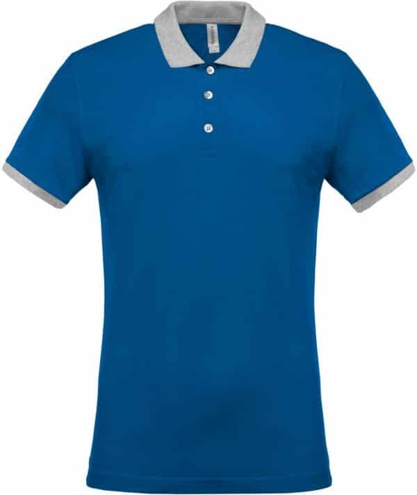 Light Royal Blue/Oxford Grey Kariban MEN'S TWO-TONE PIQUÉ POLO SHIRT Galléros pólók
