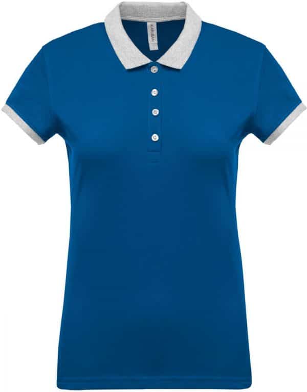 Light Royal Blue/Oxford Grey Kariban LADIES’ TWO-TONE PIQUÉ POLO SHIRT Galléros pólók