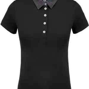 Black/Dark Grey Heather Kariban LADIES' TWO-TONE JERSEY POLO SHIRT Galléros pólók