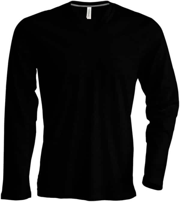 Black Kariban MEN’S LONG SLEEVE V-NECK T-SHIRT Pólók/T-Shirt