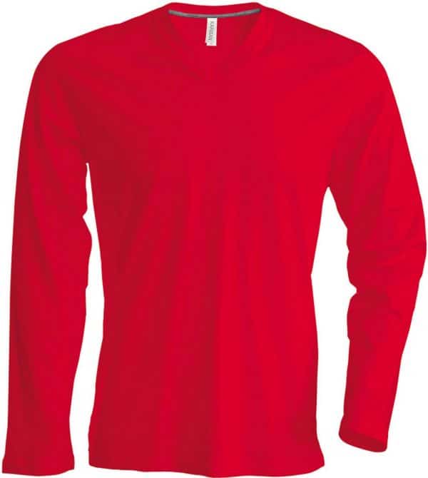 Red Kariban MEN’S LONG SLEEVE V-NECK T-SHIRT Pólók/T-Shirt