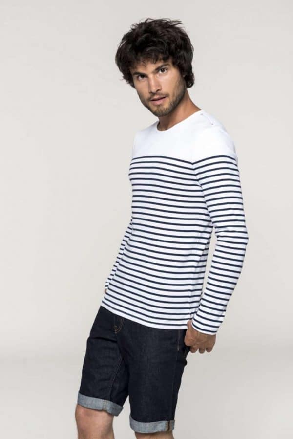 Kariban MEN’S LONG-SLEEVED BRETON STRIPE TOP Pólók/T-Shirt