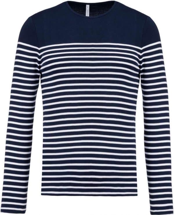 Striped Navy/White Kariban MEN’S LONG-SLEEVED BRETON STRIPE TOP Pólók/T-Shirt