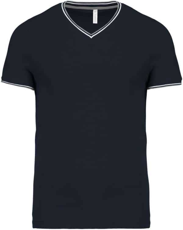 Navy/Red/White Kariban MEN'S PIQUÉ KNIT V-NECK T-SHIRT Pólók/T-Shirt
