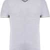 Oxford Grey/Navy/White Kariban MEN'S PIQUÉ KNIT V-NECK T-SHIRT Pólók/T-Shirt