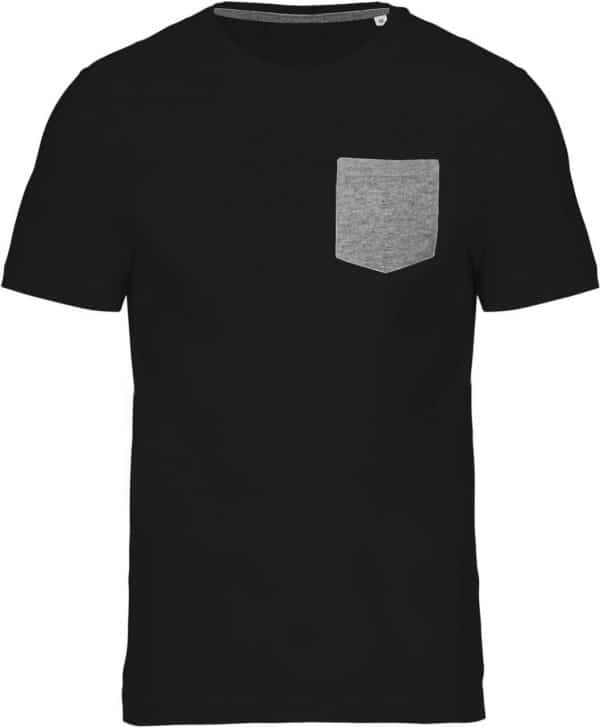Black/Grey Heather Kariban ORGANIC COTTON T-SHIRT WITH POCKET DETAIL Pólók/T-Shirt