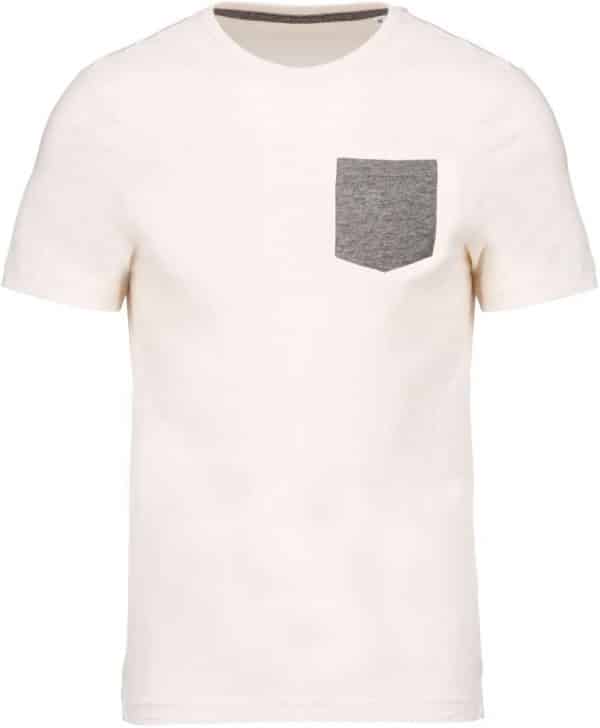 Cream/Grey Heather Kariban ORGANIC COTTON T-SHIRT WITH POCKET DETAIL Pólók/T-Shirt