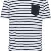 Striped White/Red Kariban STRIPED SHORT SLEEVE SAILOR T-SHIRT WITH POCKET Pólók/T-Shirt