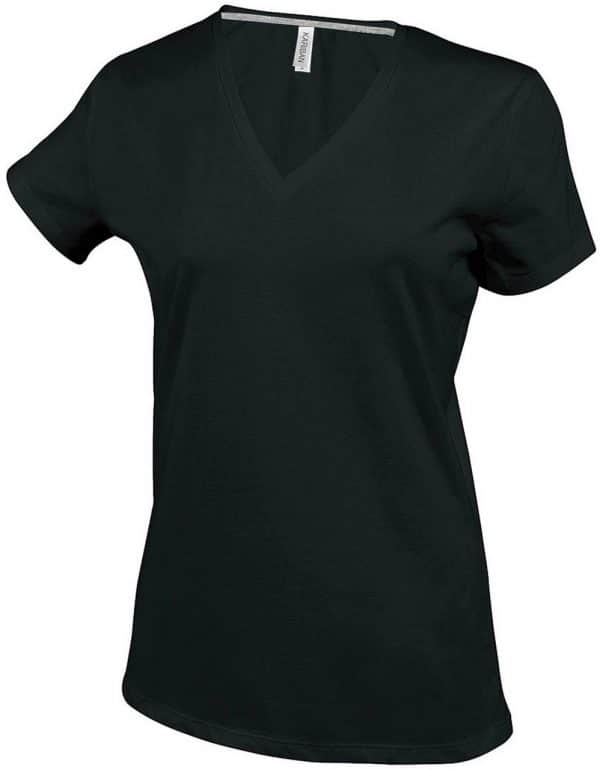 Black Kariban LADIES' SHORT SLEEVE V-NECK T-SHIRT Pólók/T-Shirt