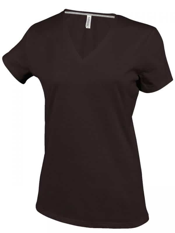 Chocolate Kariban LADIES' SHORT SLEEVE V-NECK T-SHIRT Pólók/T-Shirt