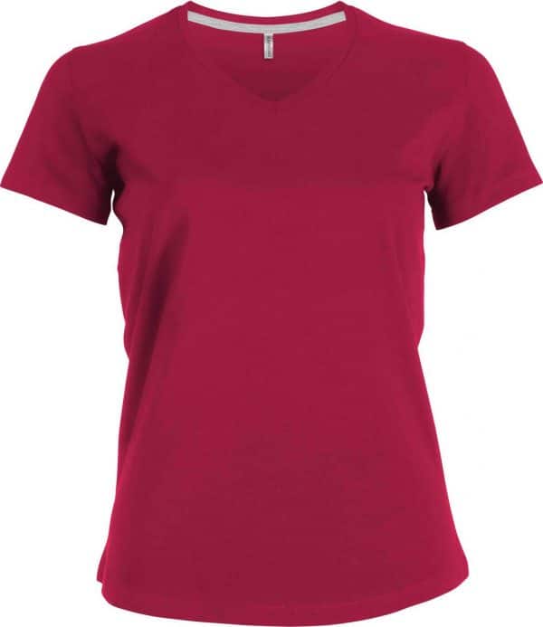 Fuchsia Kariban LADIES' SHORT SLEEVE V-NECK T-SHIRT Pólók/T-Shirt