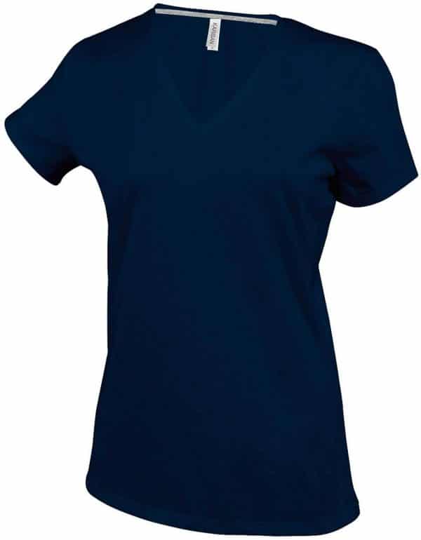 Navy Kariban LADIES' SHORT SLEEVE V-NECK T-SHIRT Pólók/T-Shirt