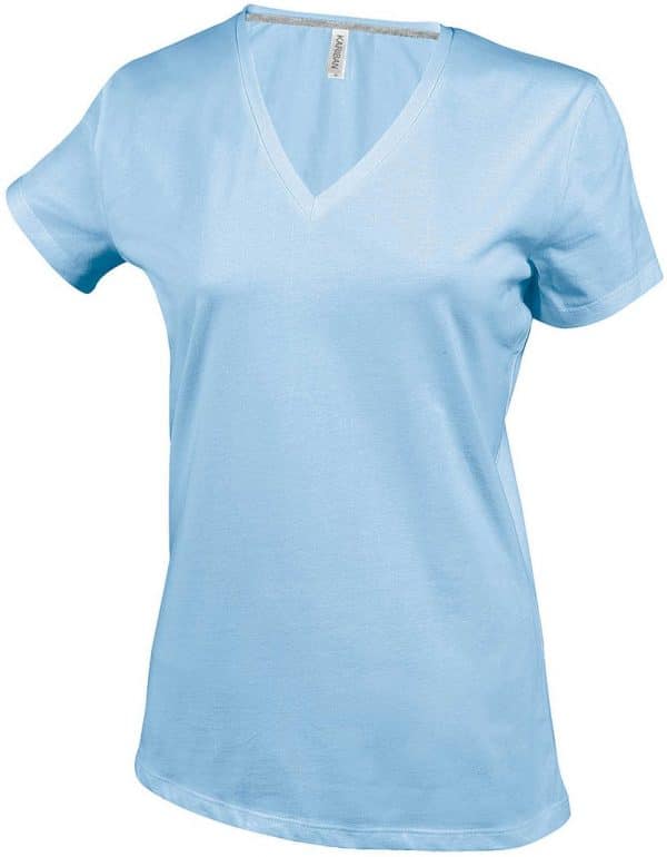 Sky Blue Kariban LADIES' SHORT SLEEVE V-NECK T-SHIRT Pólók/T-Shirt