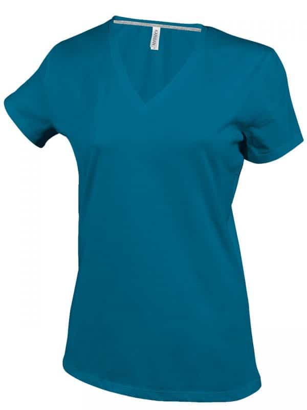 Tropical Blue Kariban LADIES' SHORT SLEEVE V-NECK T-SHIRT Pólók/T-Shirt