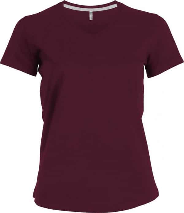 Wine Kariban LADIES' SHORT SLEEVE V-NECK T-SHIRT Pólók/T-Shirt