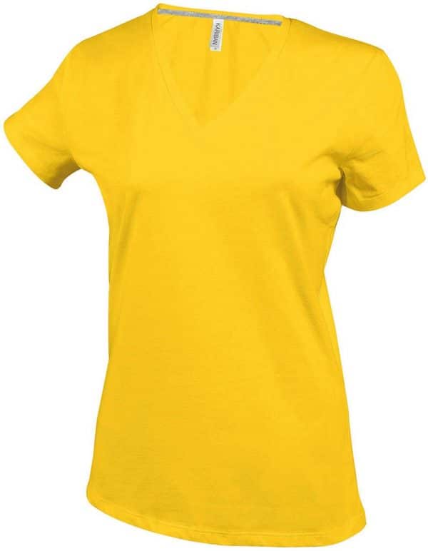 Yellow Kariban LADIES' SHORT SLEEVE V-NECK T-SHIRT Pólók/T-Shirt