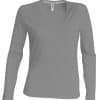 Oxford Grey Kariban LADIES' LONG SLEEVE V-NECK T-SHIRT Pólók/T-Shirt