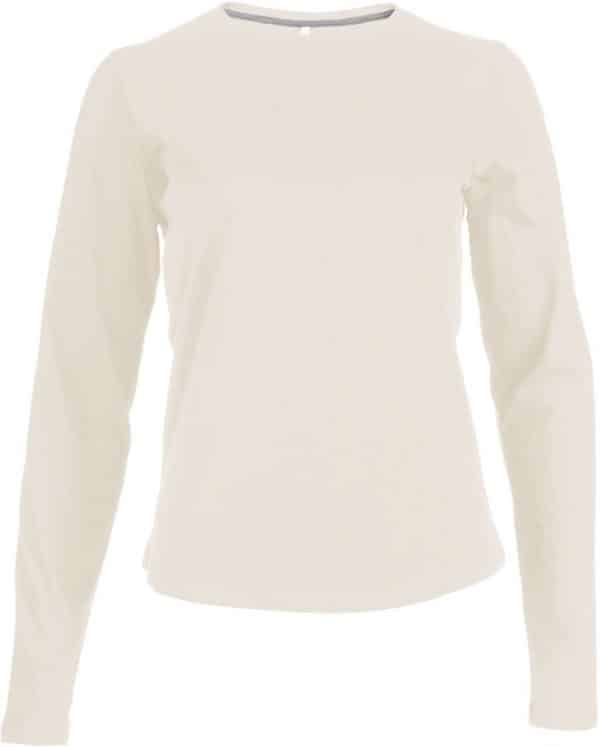 Light Sand Kariban LADIES' LONG SLEEVE CREW NECK T-SHIRT Pólók/T-Shirt