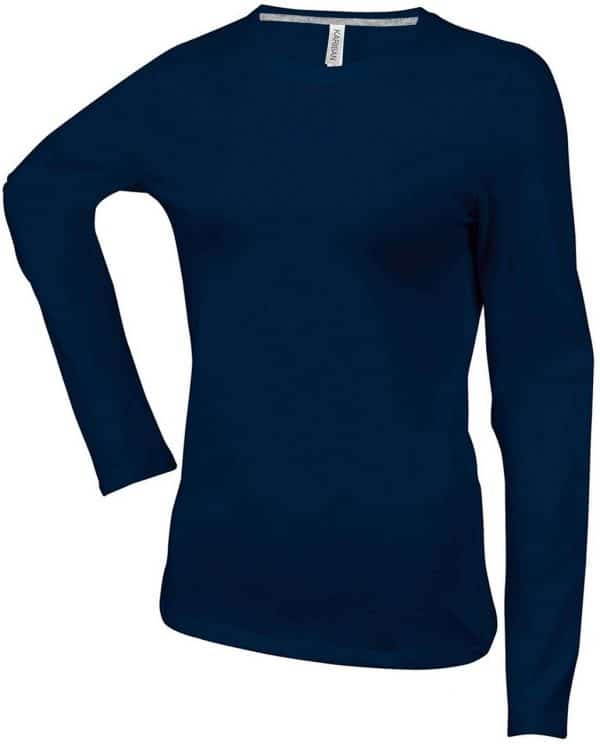 Navy Kariban LADIES' LONG SLEEVE CREW NECK T-SHIRT Pólók/T-Shirt