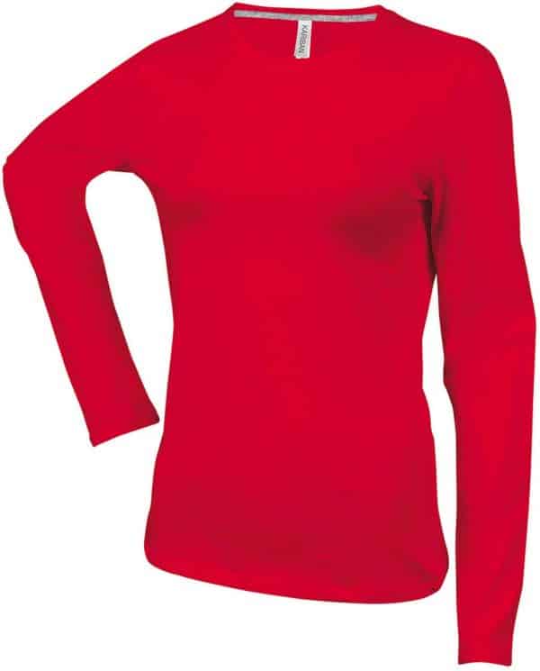 Red Kariban LADIES' LONG SLEEVE CREW NECK T-SHIRT Pólók/T-Shirt