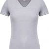 Oxford Grey/Navy/White Kariban LADIES' PIQUÉ KNIT V-NECK T-SHIRT Pólók/T-Shirt