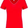 Red/Navy/White Kariban LADIES' PIQUÉ KNIT V-NECK T-SHIRT Pólók/T-Shirt