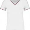 White/Navy/Red Kariban LADIES' PIQUÉ KNIT V-NECK T-SHIRT Pólók/T-Shirt