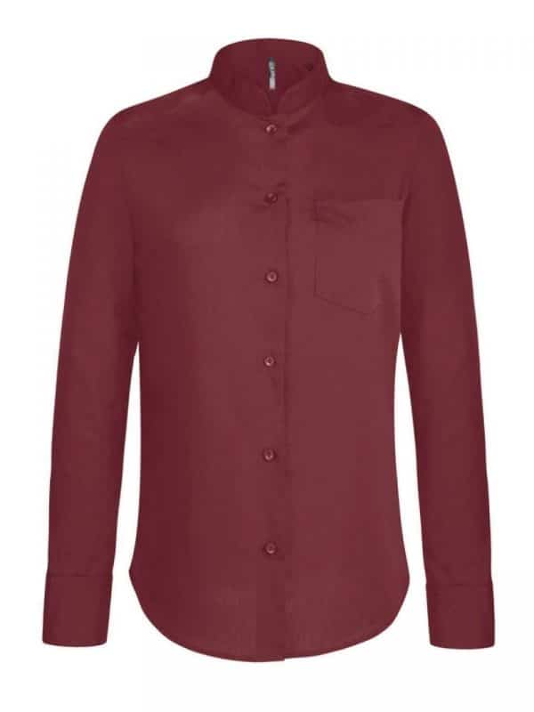 Wine Kariban LADIES' LONG-SLEEVED MANDARIN COLLAR SHIRT Formaruhák