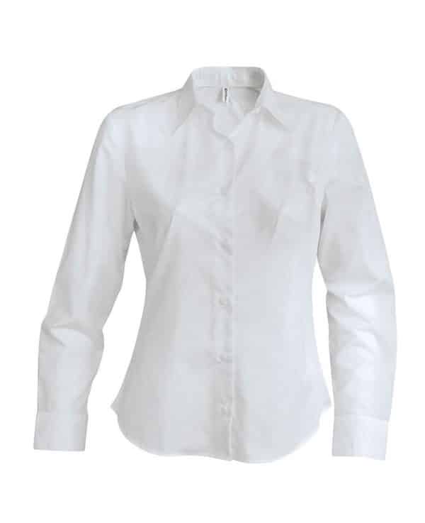 White Kariban LADIES' LONG-SLEEVED NON-IRON SHIRT Formaruhák