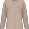 Beige Kariban LADIES' LONG-SLEEVED SAFARI SHIRT Formaruhák