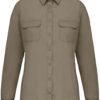 Light Khaki Kariban LADIES' LONG-SLEEVED SAFARI SHIRT Formaruhák