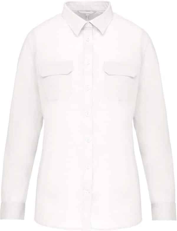 White Kariban LADIES' LONG-SLEEVED SAFARI SHIRT Formaruhák