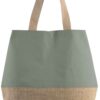 Dusty Light Green/Natural Kimood CANVAS & JUTE HOLD-ALL SHOPPER BAG Táskák és Kiegészítők
