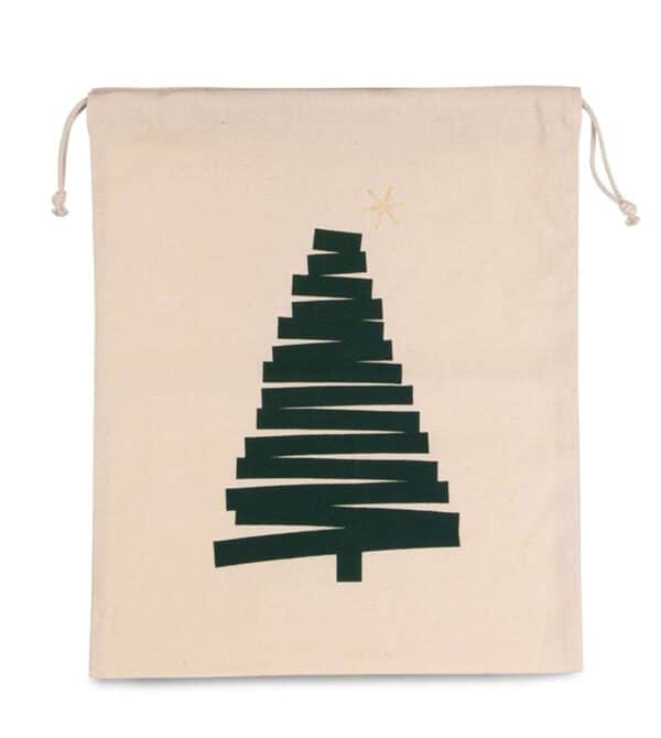 Natural Kimood COTTON BAG WITH CHRISTMAS TREE DESIGN AND DRAWCORD CLOSURE Táskák és Kiegészítők