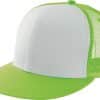 Lime/White K-UP TRUCKER FLAT PEAK CAP - 6 PANELS Sapkák