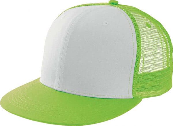 Lime/White K-UP TRUCKER FLAT PEAK CAP - 6 PANELS Sapkák
