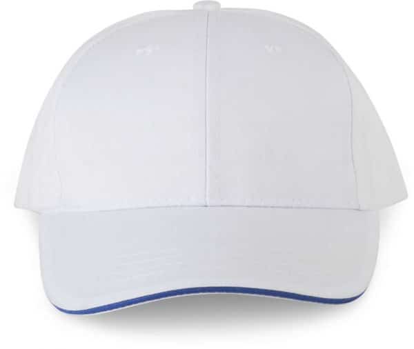 White/Royal Blue K-UP OEKOTEX CERTIFIED 6 PANEL CAP WITH SANDWICH PEAK Sapkák