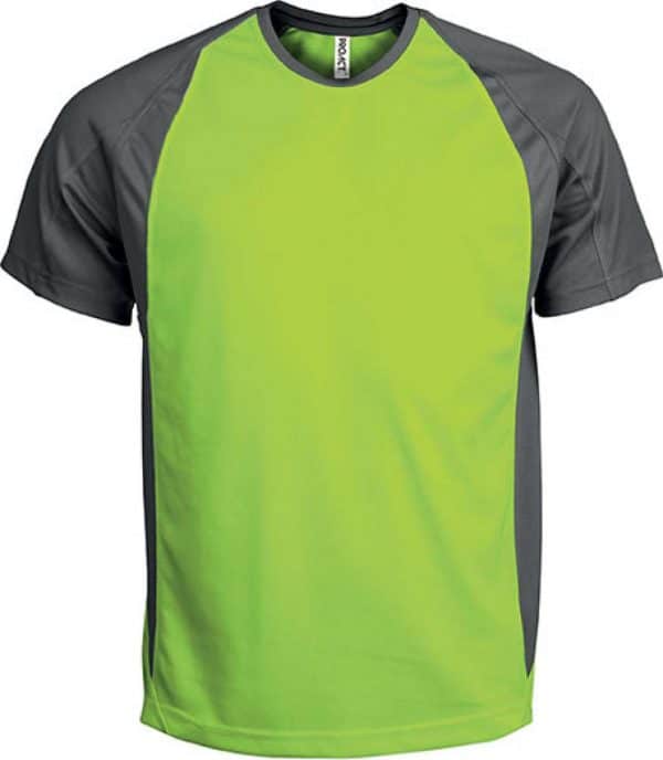 Lime/Dark Grey Proact UNISEX TWO-TONE SHORT-SLEEVED T-SHIRT Sport