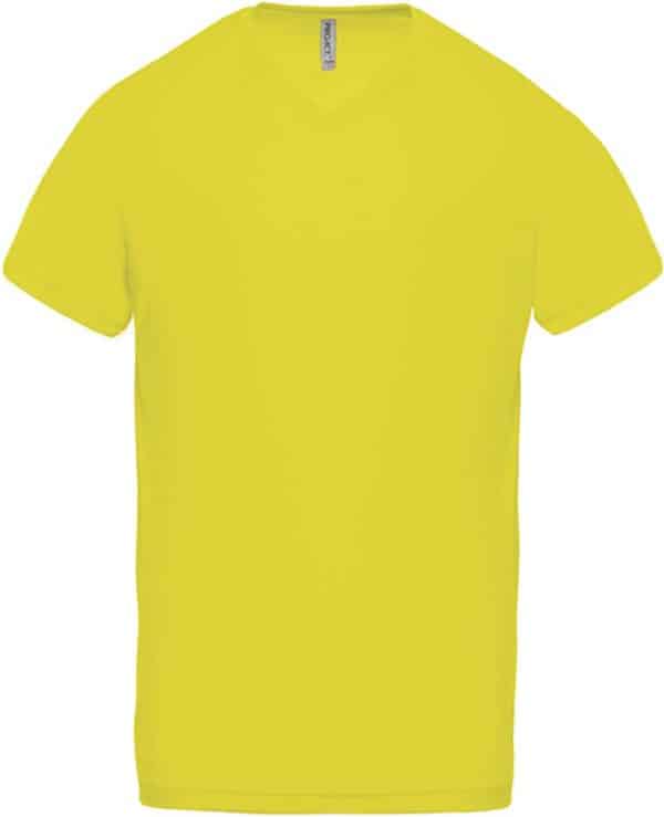 Fluorescent Yellow Proact MEN’S V-NECK SHORT SLEEVE SPORTS T-SHIRT Sport