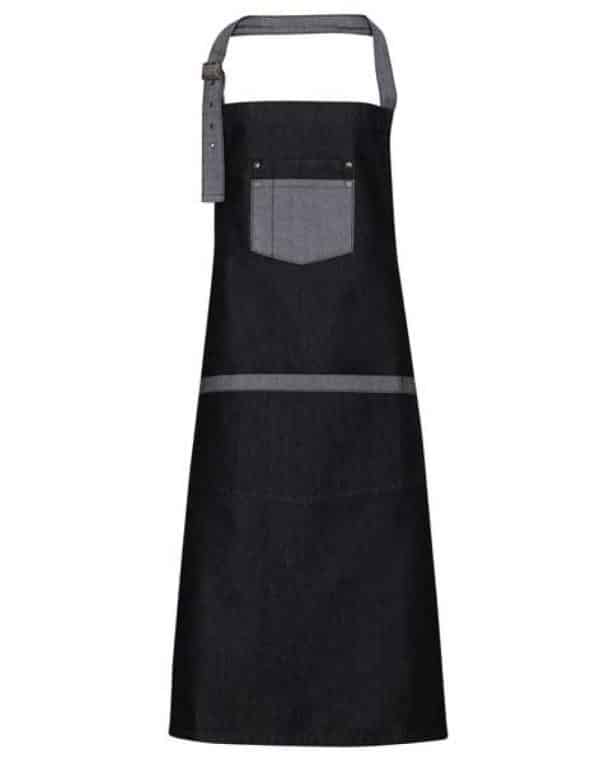 Black Denim Premier 'DOMAIN' CONTRAST DENIM BIB APRON Formaruhák