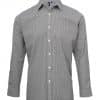 Black/White Premier MEN'S LONG SLEEVE GINGHAM COTTON MICROCHECK SHIRT Formaruhák