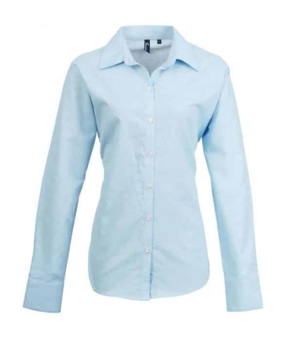 Light Blue Premier WOMEN'S LONG SLEEVE SIGNATURE OXFORD BLOUSE Formaruhák